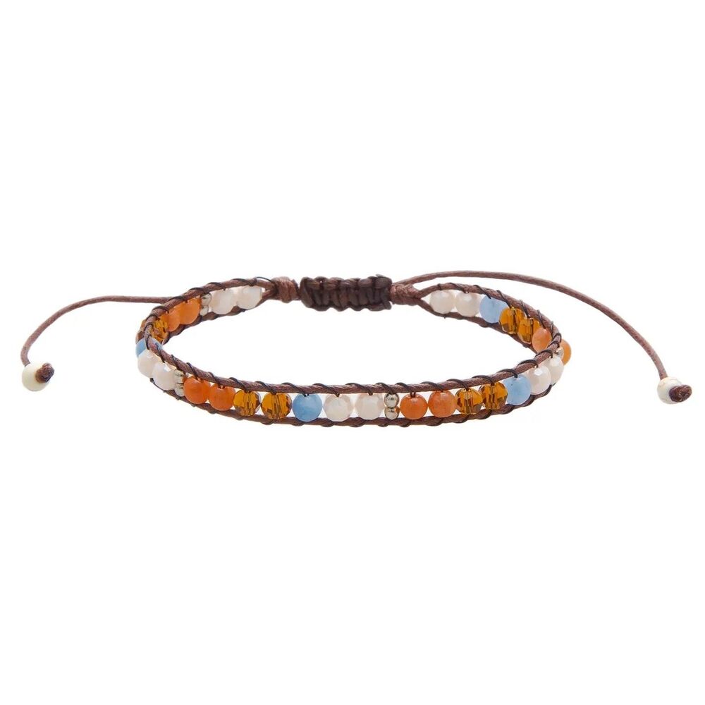 Lotus and Luna Butterfly Beach Earth Agate Adjustable Bracelet